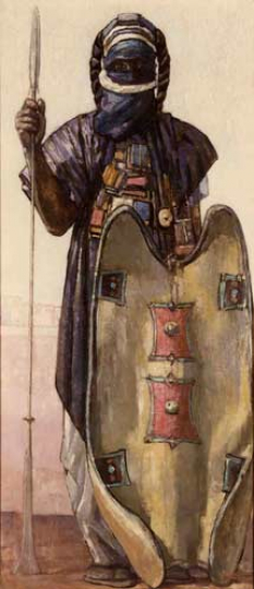 Paul JOUVE (1878-1973) - Tuareg standing with shield