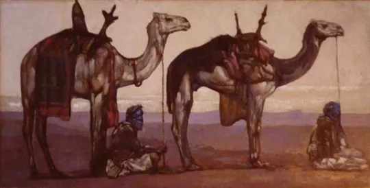 Paul JOUVE (1878-1973) - Méharis et Targuis. C1932