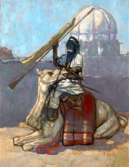 Paul JOUVE (1878-1973) - Targui et méhari baraté. Vers 1933.