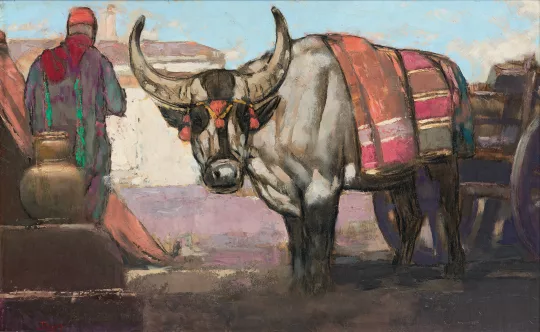 Paul JOUVE (1878-1973) - Buffle macédonien tirant un chariot, C 1917.