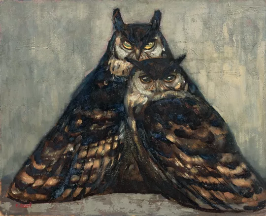 Paul JOUVE (1878-1973) - Couple de grands ducs,  C 1927.