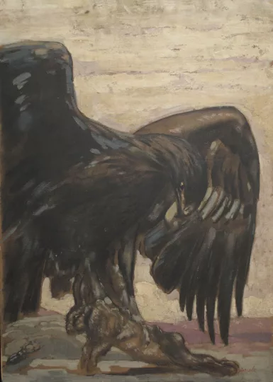 Paul JOUVE (1878-1973) - L'aigle et l'escarbot. Vers 1925.