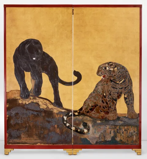 Vente par "Sotheby's New York, USA" du 30/07/2020 - Paravent. Panthère noire et Jaguar. 1921 (lot n°65)