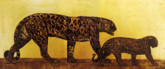 Paul JOUVE (1878-1973) - Panthère et son petit, 1925.