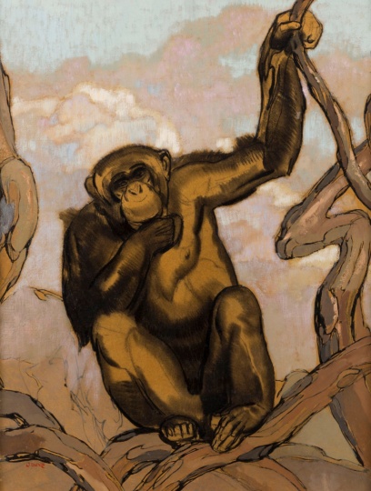 Paul JOUVE (1878-1973) - Chimpanzé, vers 1936
